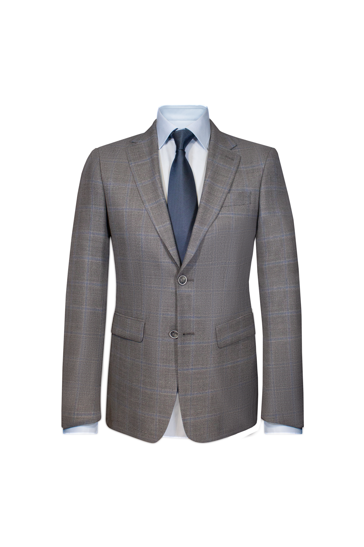 Veste Gris Carreaux Ciel Ajustée