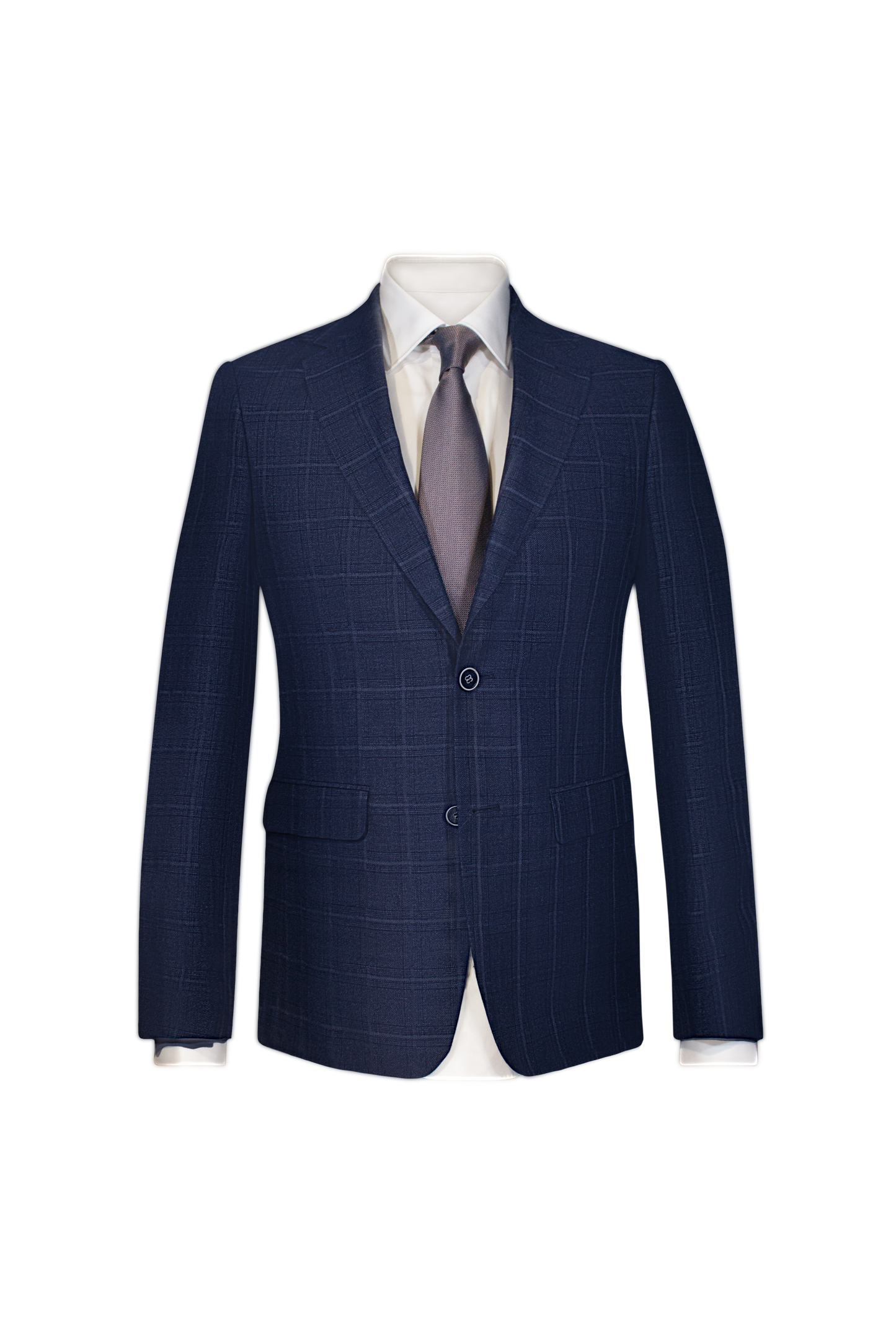 Veste Lin Laine Marine Carreaux