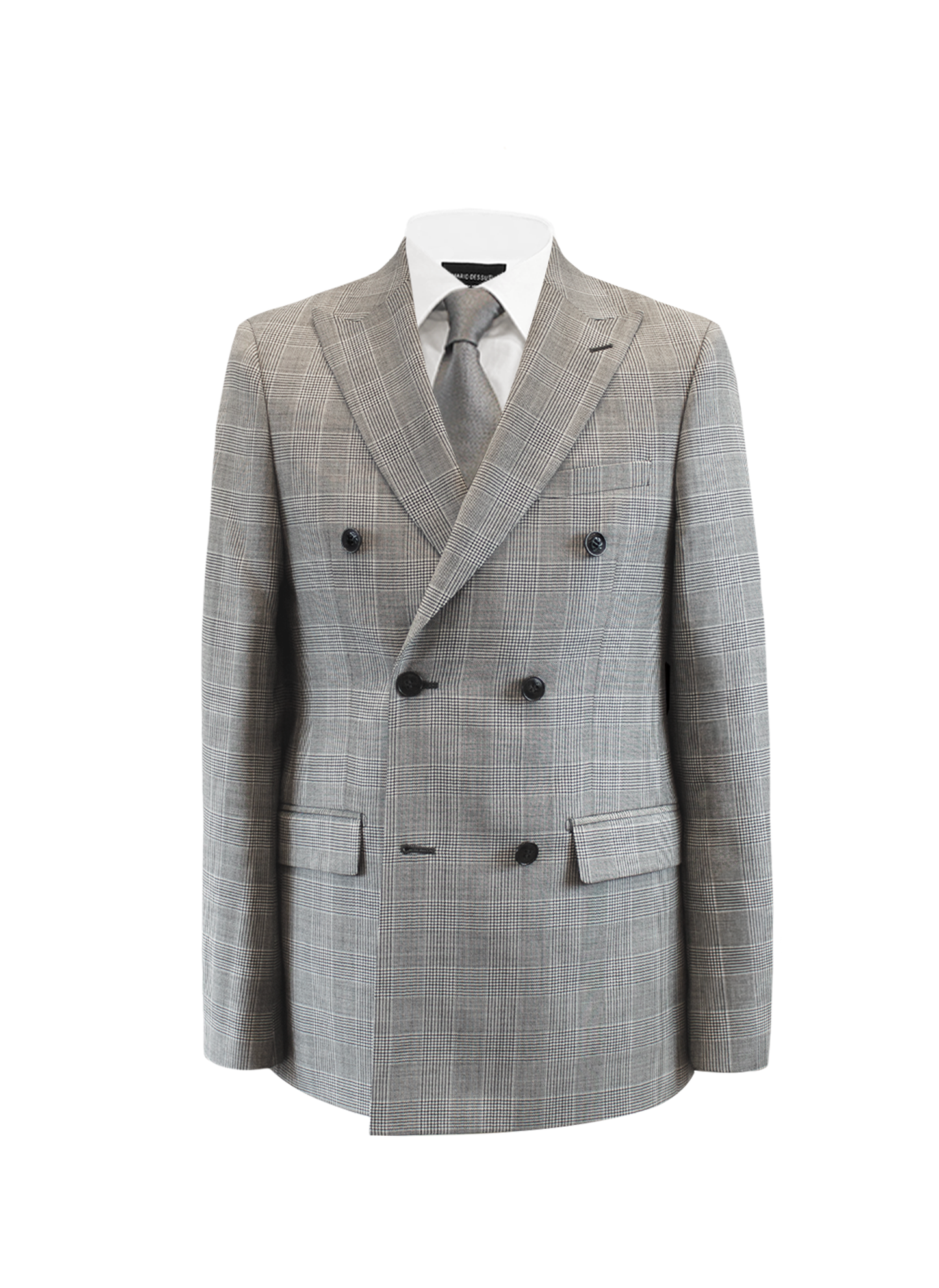 Costume croisé Gris clair - Motifs prince de galle