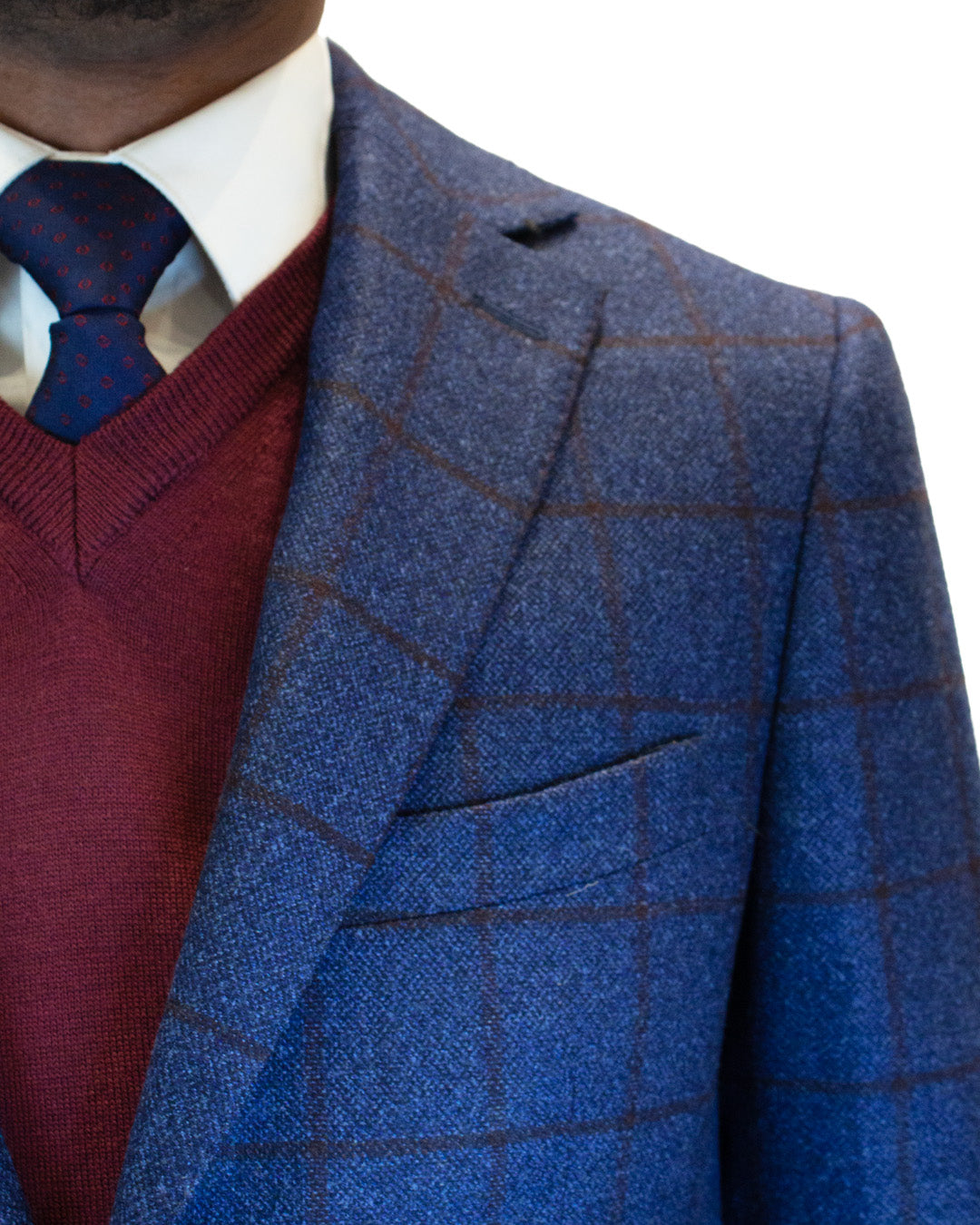 Veste Marine Carreaux Bordeaux