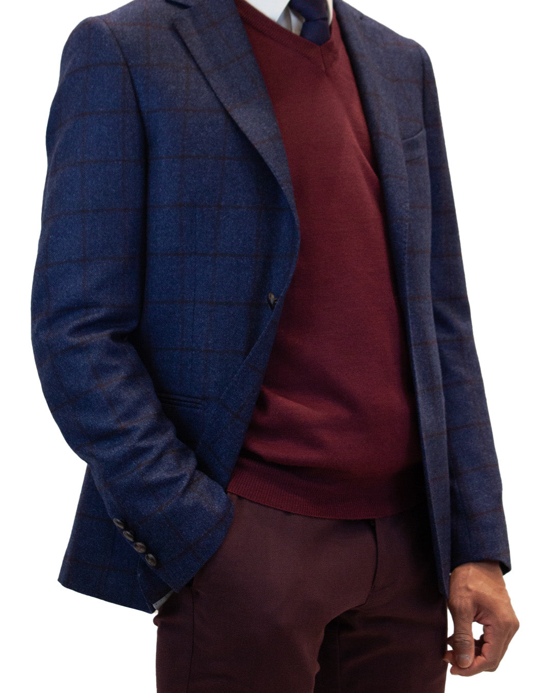 Veste Marine Carreaux Bordeaux