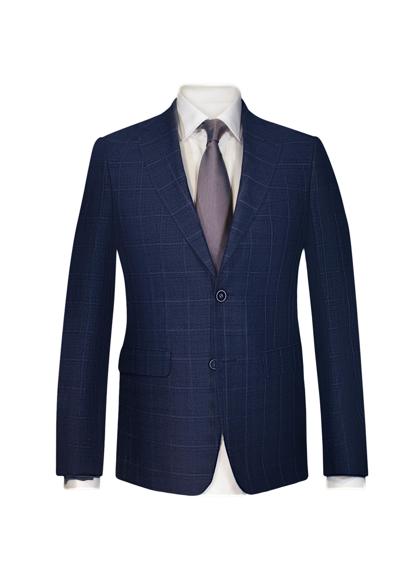 Veste Marine - Motifs carreaux (Laine & lin)