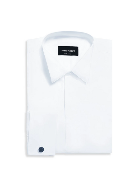 Chemise Blanche Col Cassé Regular – Poignet Mousquetaire