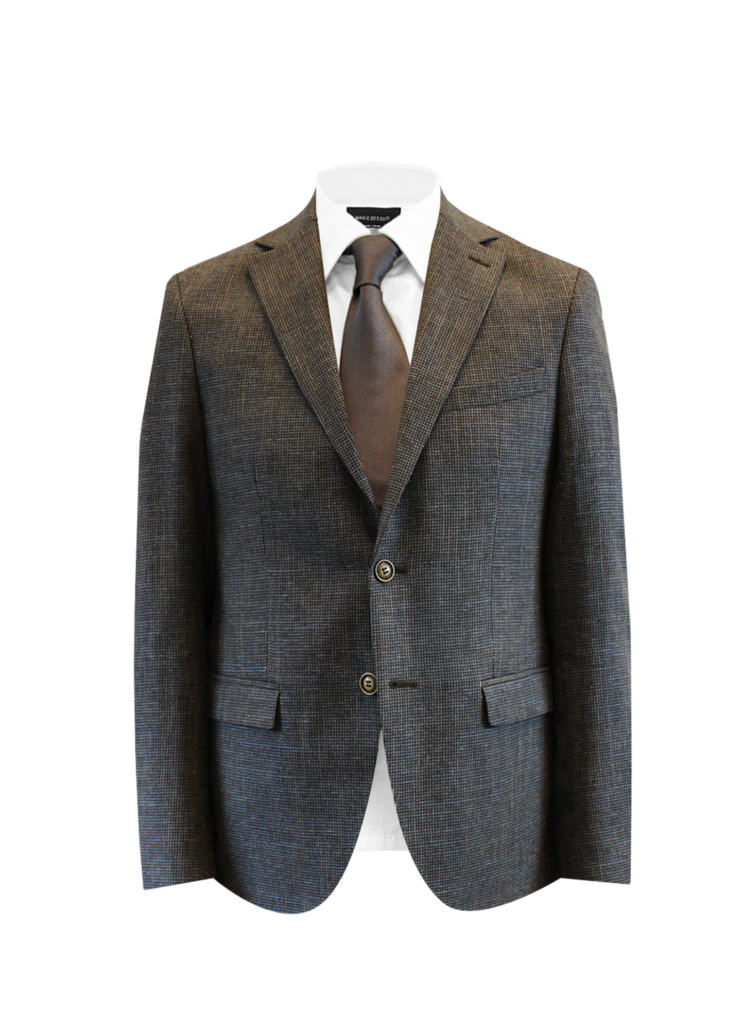 Veste Marron bleu - Motifs Pied de puce (Laine, lin et coton)
